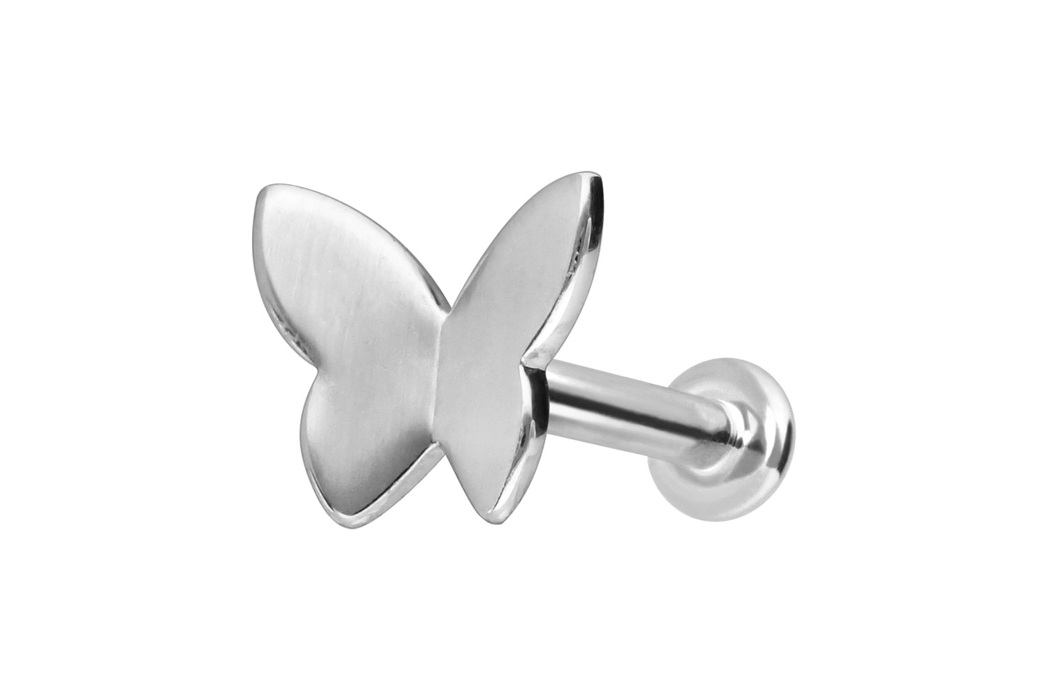 14 Karat Gold Labret Piercing mit Innengewinde SCHMETTERLING